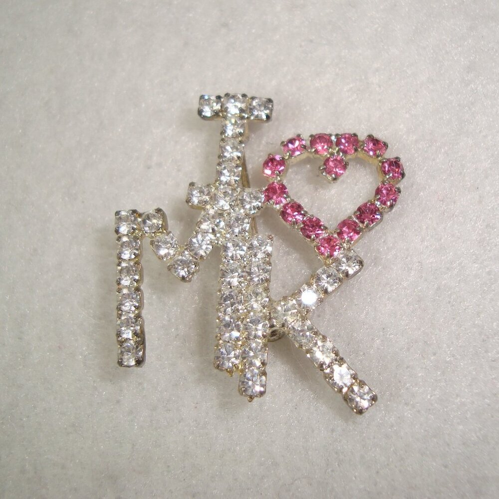 I 'Heart' MK (Michael Kors) Brooch with Faceted Stones